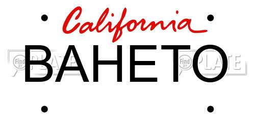 BAHETO California License Plate