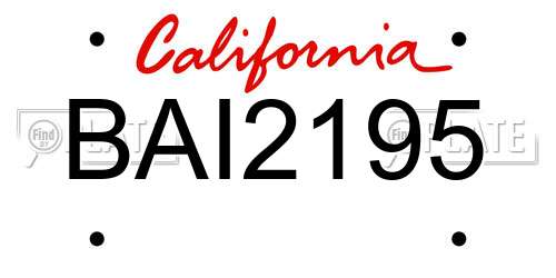 BAI2195 California License Plate