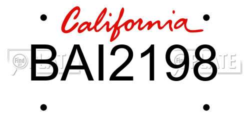 BAI2198 California License Plate