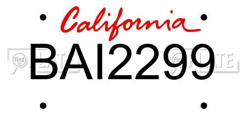BAI2299 California License Plate