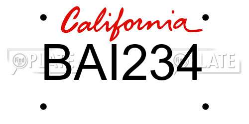 BAI234 California License Plate