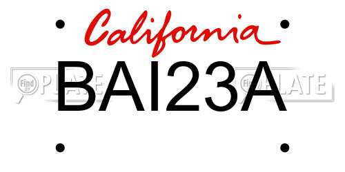 BAI23A California License Plate