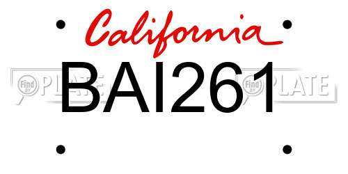 BAI261 California License Plate