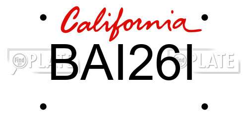 BAI26I California License Plate