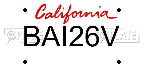 BAI26V California License Plate