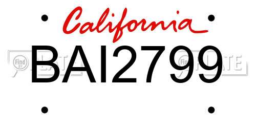 BAI2799 California License Plate
