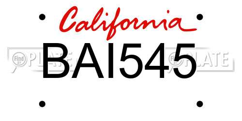 BAI545 California License Plate