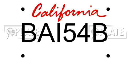 BAI54B California License Plate