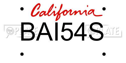 BAI54S California License Plate