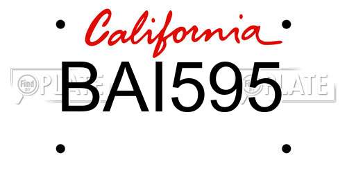 BAI595 California License Plate