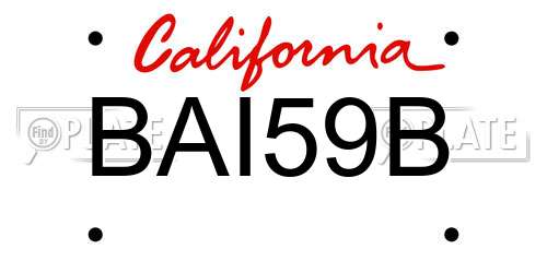 BAI59B California License Plate