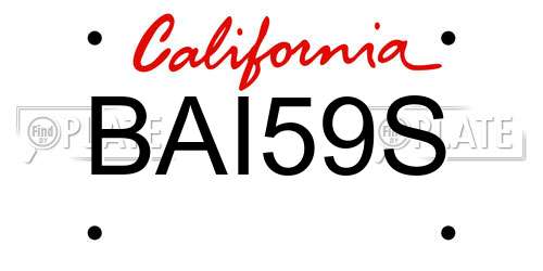 BAI59S California License Plate