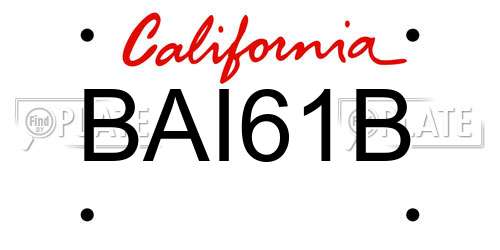 BAI61B California License Plate