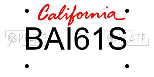 BAI61S California License Plate