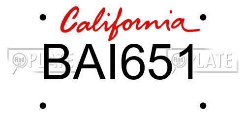 BAI651 California License Plate
