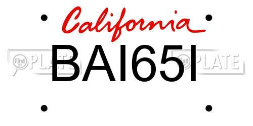 BAI65I California License Plate