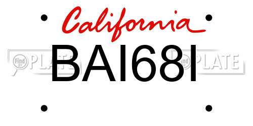 BAI68I California License Plate