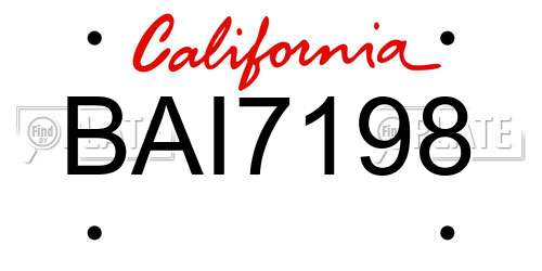BAI7198 California License Plate