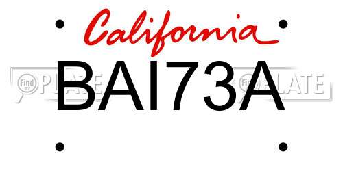 BAI73A California License Plate