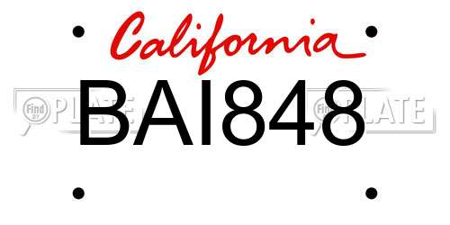 BAI848 California License Plate