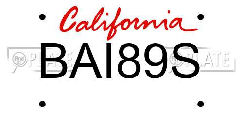 BAI89S California License Plate