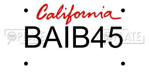 BAIB45 California License Plate