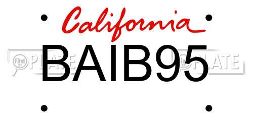 BAIB95 California License Plate