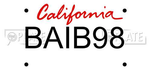 BAIB98 California License Plate