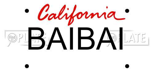 BAIBAI California License Plate