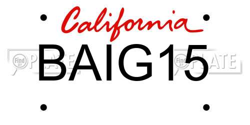 BAIG15 California License Plate
