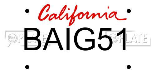 BAIG51 California License Plate