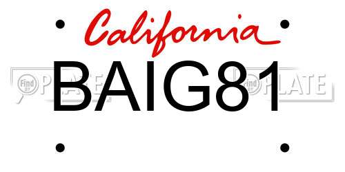 BAIG81 California License Plate