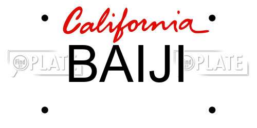 BAIJI California License Plate