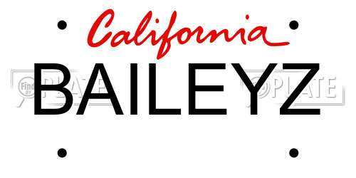 BAILEYZ California License Plate
