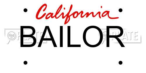BAILOR California License Plate