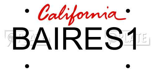 BAIRES1 California License Plate