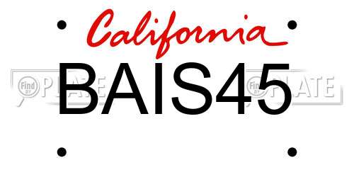 BAIS45 California License Plate