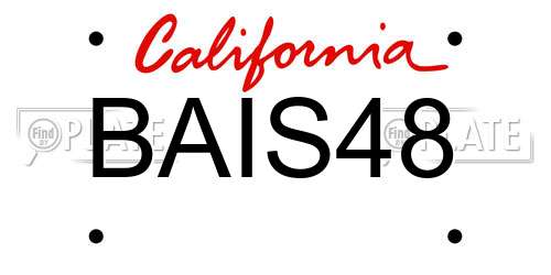BAIS48 California License Plate