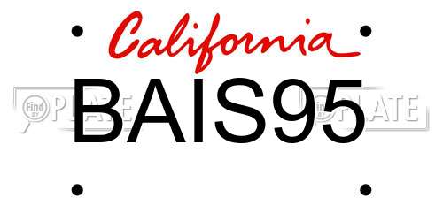 BAIS95 California License Plate
