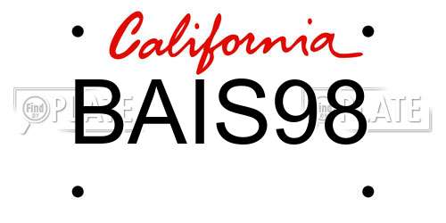 BAIS98 California License Plate