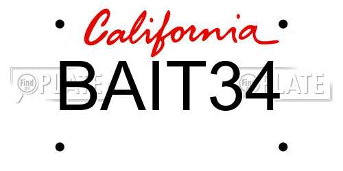 BAIT34 California License Plate