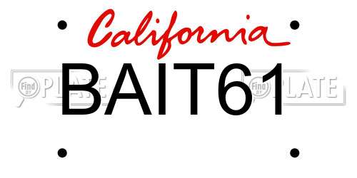 BAIT61 California License Plate