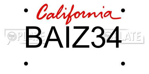 BAIZ34 California License Plate