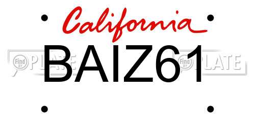 BAIZ61 California License Plate