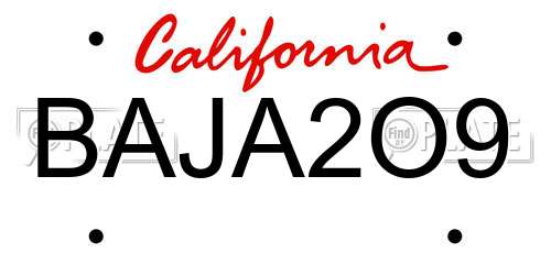 BAJA2O9 California License Plate
