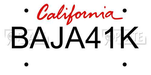 BAJA41K California License Plate