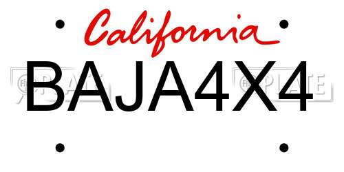 BAJA4X4 California License Plate