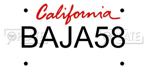 BAJA58 California License Plate