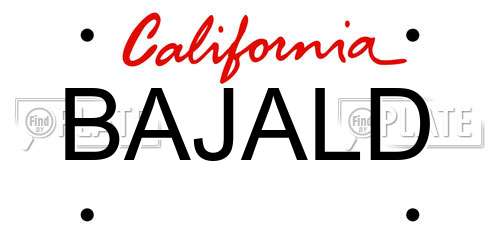 BAJALD California License Plate