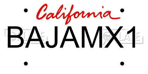 BAJAMX1 California License Plate